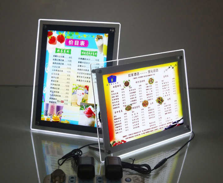 LED Desktop Menu Board with Acrylic Light Box for Advertising Display ...