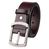 Ceinture Classique Rétro pour Homme en Cuir de Vachette, Style Business Décontracté, Longueur Ajustable, Finition Denim, Boucle à Ardillon en Alliage