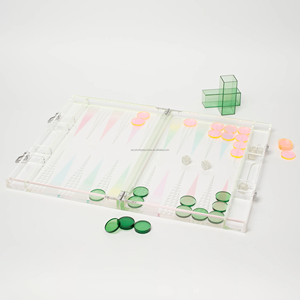 Acrylique personnalisé moderne Lucite Tic Tac Toe Set comprend des blocs transparents ultra épais sur un plateau lucite noir ou or - Product Image 6