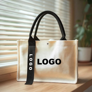 Bolsa de Mano de Lona de Algodón con Asas de Cinta de Algodón y Logotipo Personalizado para Mujer, Impresa con Serigrafía, para Compras - Product Image 2