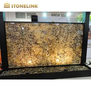 Tinh thể màu vàng Granite Vàng Granite slab chải leathered đánh bóng bề mặt cầu thang cho trang trí nội thất