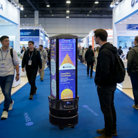 Robot Móvil Autónomo de Publicidad Temi con Contenido de Anuncios Preestablecido y Reproducción Automática, Pantalla de Cuatro Lados, Sistema Operativo Android, Autopropulsado Digital