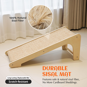 Rampe à gratter <span class=keywords><strong>pour</strong></span> <span class=keywords><strong>chat</strong></span> en bois incliné avec sisal, planche à gratter résistante à l'usure <span class=keywords><strong>pour</strong></span> aiguiser les ongles du <span class=keywords><strong>chat</strong></span>, tapis anti-griffures <span class=keywords><strong>pour</strong></span> canapé, jouet <span class=keywords><strong>pour</strong></span> animaux à faible production de peluches - Product Image 2