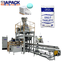 Línea de Máquinas Automáticas para Pesar, Llenar, Sellar, Embolsar, Empacar y Paletizar Tabletas de Sal Cristalina Sólida Cúbica de 25-50 kg