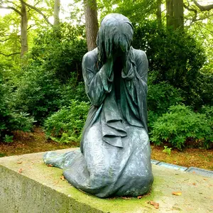 Estatua decorativa de bronce de tamaño real para niños, estatua decorativa para el cementerio