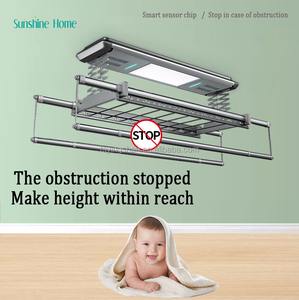 Smart Electric Clothes Drying Rack With LED <b>Lighting</b> Stainless Steel Telescopic Design For Balcony Use - Product Image 5