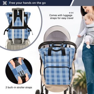 Wholesale Custom Design Portable Nylon Fabric Travel Waterproof Mummy Backpack Baby Diaper Tote Bag with <b>Luggage</b> <b>Straps</b> - Product Image 4