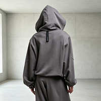 Sudadera con capucha corta para hombre, de algodón grueso, corte holgado, con remaches, cintura elástica, unisex, estilo streetwear, hecha a medida