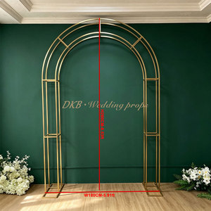 DKB Professional Simple New Style Luxury Wedding Decoration <b>Backdrop</b> with Shiny Gold Metal Frame and Arch <b>Stand</b> - Product Image 2