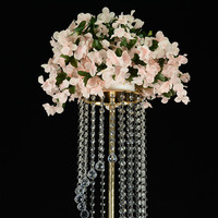 Support à fleurs en acrylique doré transparent moderne de haute qualité 50/60/70/80cm, vase décoratif en spirale en cristal, centre de table pour mariage