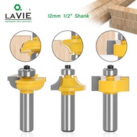 Set Mata Bor Router 3 pcs 12mm 1/2 inci, Mata Bor Pembuat Beading, Pembentuk Bulat, Bingkai Beading, Pintu, Bentuk T, Bentuk V, Pemotong Milling untuk Kayu, Perkakas Listrik 03028