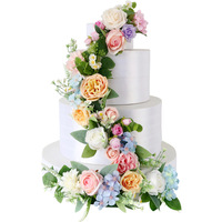 Décoration de gâteau en fleurs de soie pastel, arrangement floral artificiel, écologique et léger, pour mariage, anniversaire, table de desserts