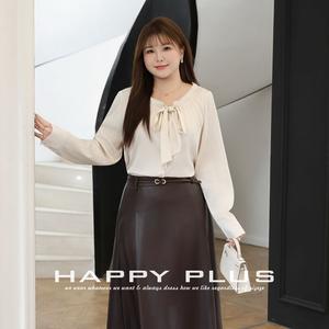 Blusa Elegante de Manga Larga con Cuello en V y Lazo Happy Plus N9313, Camisa de Satén de Color Sólido para Mujer, Talla Grande, Top para Ir al Trabajo - Product Image 5