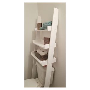 Étagère à livres ouverte en bois rustique à 3 niveaux, autoportante, au-dessus des toilettes, étagère de rangement en forme d'échelle, fabrication OEM acceptée - Product Image 1