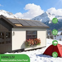 Panneau solaire monocristallin haute efficacité 100W pour système de secours domestique, alimentation de rechange, charge de batterie >22%
