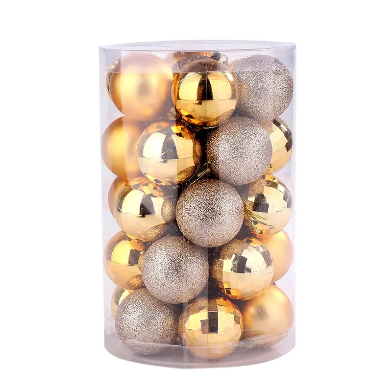 2022 New amazon hot sale stock 6cm colorful cheap decorative plastic christmas ball ornament for indoor home decoration