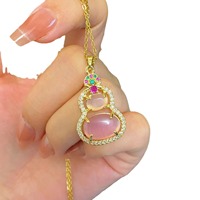 Collier tendance pour femme - Pendentif gourde en imitation jade doré - Chaîne de collier charmante et polyvalente