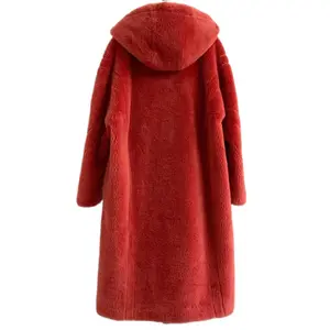 ladies tops latest design hooded fleece lined teddy wool fur shearing jacket women oversized trench coats with hood