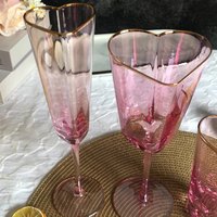 Verre à vin rouge de mariage artisanal de style créatif avec bordure dorée brillante, style campagnard, haute qualité, transparent, 140 ml-270 ml