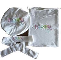 Bonnets et bandeaux en satin de soie pour cheveux, grand sac fourre-tout en satin avec cordon de serrage, ensemble de pochettes pour cheveux, promotion avec logo personnalisé