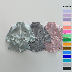 All'ingrosso 80 a 130cm OEM altri vestiti per ragazze protezione solare Cardigan Top Shorts 2 pz cotone abbigliamento bambina - Product Image 1