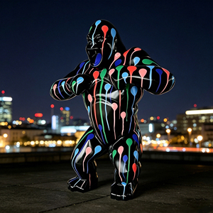 Estatua de Gorila de Fibra de Vidrio Estilo Pop Art Graffiti OEM, Escultura Gigante Brillante de King Kong para Vestíbulo de Hotel, Galería, Centro Comercial - Product Image 1