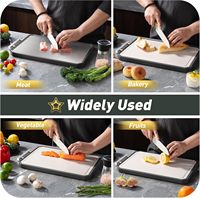 Nouvelle planche à découper double face en paille de blé, PP et acier inoxydable avec poignée et rainure à jus, planche à découper en titane pour la cuisine