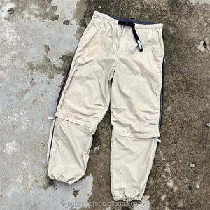 Custom Pants Manufacturer Zip Off at the Knees Shorts Blank Hem Adjustment <b>Cord</b> Straight Leg Sweatpants With Mesh - Product Image 1