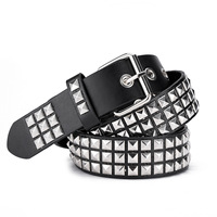 Ceinture à rivets tendance pour homme, style punk rock clouté, avec boucle ardillon, en PU synthétique noir, unisexe, type harnais, style western, pour la vente en dropshipping