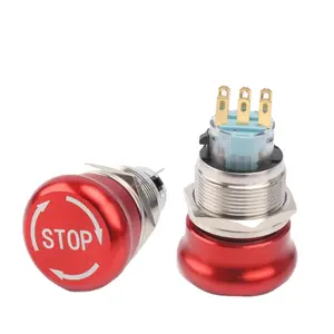 22mm Mechanical Waterproof Electrical Self-locking/momentary Stop Emergency Push Button Switch