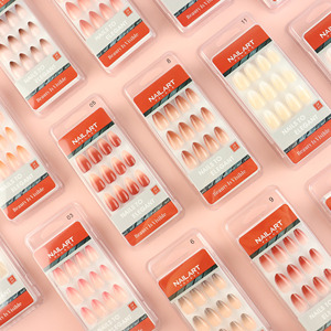 AIERFEI Listo Para Enviar Lo Más Nuevo Brillante Rosa Ombre Prensa En Las <span class=keywords><strong>Uñas</strong></span> Forma De Almendra Corta Puntas De <span class=keywords><strong>Uñas</strong></span> Acrílicas - Product Image 6