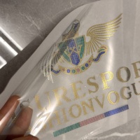 Patch thermocollant personnalisé avec nom de marque et designs exclusifs pour la Ligue des Champions, en strass de cristal, lavable