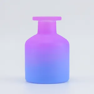 Frasco difusor de vidro luxuoso preto fosco 150ml, frasco redondo vazio de vidro aromático, frasco difusor de óleo essencial