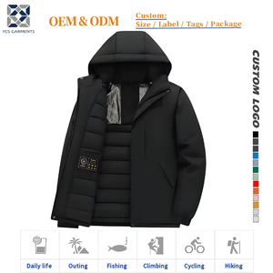 Jaqueta Térmica Masculina de Inverno |   Softshell Grosso de 240g com Capuz Acolchoado |   Casaco Casual com Zíper à Prova de Vento em Mistura de Poliéster e Algodão - Product Image 1