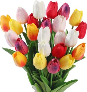 Ramo de Tulipanes Artificiales de Plástico Suave con 5 Cabezas, Tulipanes de Tacto Natural, Flores Artificiales para el Día de la Madre, Regreso a Clases, Bodas - Product Image 3