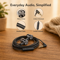 Earphone Wired In-Ear 3.5mm Grosir, Tersedia, dengan Mic, Kontrol Volume, Headset Stereo, Kabel 1.2M untuk Ponsel
