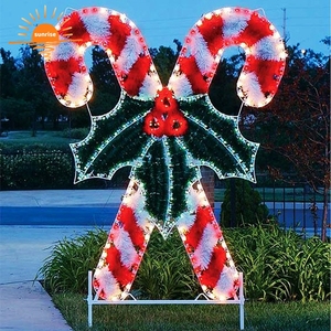 Decoración Navideña Exterior Personalizada, Escultura LED Gigante de Bastón de Caramelo, Exhibición para Centros Comerciales, Luz con Patrón de Bastón de Caramelo 3D - Product Image 3