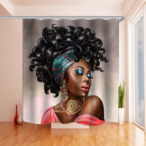 <span class=keywords><strong>Rideau</strong></span> <span class=keywords><strong>de</strong></span> <span class=keywords><strong>douche</strong></span> africain étanche, impression numérique 3D, style occidental, styliste personnalisé, pour salle <span class=keywords><strong>de</strong></span> bains, vente en gros - Product Image 4