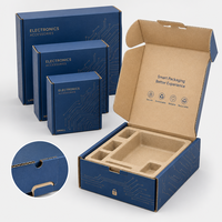 Boîte d'expédition en carton ondulé bleue pour accessoires de téléphone, avec logo personnalisé, pour emballage et expédition