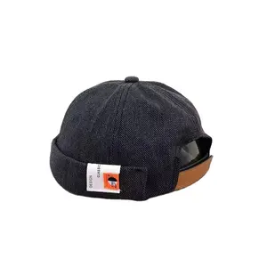 Personnalisé 6 Panneau Coton Casual Visorless Skull Sailor Cap Roulé Manchette Montre Brimless Docker Hat