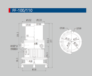 Bomba Molecular Lubricada con Grasa FF-100/110E TMP 110L/s N2 100L/s Ar He 50L/s con Fuente de Alimentación FD-110B FF-100/110E FF-100/110E TMP para T - Product Image 6