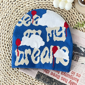 หมวกบีนนี่ผ้าแจ็คการ์ดถักโลโก้คุณภาพสูงมองเห็นความฝันของฉันในฤ<span class=keywords><strong>ดู</strong></span>หนาวทรงเสน่ห์กลางแจ้งแนวสตรีทสวมใส่ไร้กระดุมข้อมือสำหรับการเดินทาง - Product Image 6