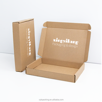 Boîtes en carton ondulé brun recyclé en stock, 2 mm d'épaisseur, format plat, petite taille, avec pelliculage mat et revêtement UV