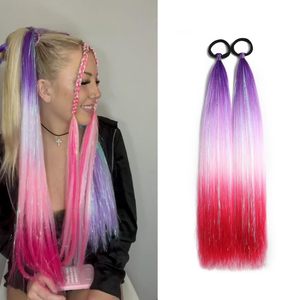 Estensioni per Coda di Cavallo Sfumate da 20 Pollici con Elastico, da <span class=keywords><strong>Viola</strong></span> a Rosa, <span class=keywords><strong>Capelli</strong></span> Sintetici per Donne - Product Image 1