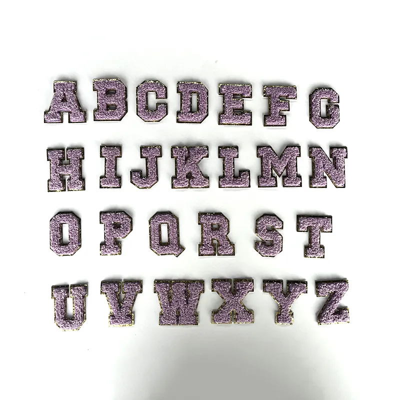Remendo de ferro em letras de chenille bordado com logotipo de alta qualidade personalizado de fábrica para roupas