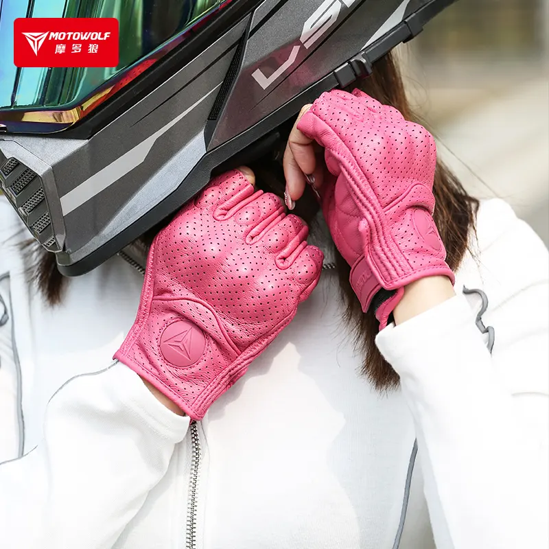 MOTOWOLF滑り止めデザインアイアンライドレーシングライドオートバイ安全手袋ガントレットピンクイエロー女性