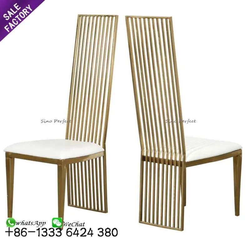 Wholesale modern furniture golden stackable stainless steel dining banquet Chaise de mariage