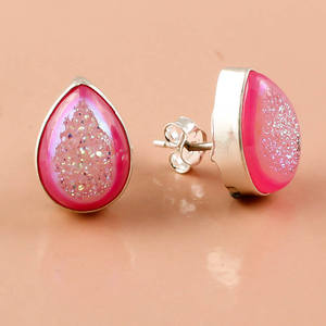 ต่างหูอัญมณีสีเงินสเตอร์ลิง925ต่างหูอัญมณีอัญมณีดรูซี่ผู้ผลิตต่างหูออกแบบตามต้องการเครื่องประดับโบราณ - Product Image 4