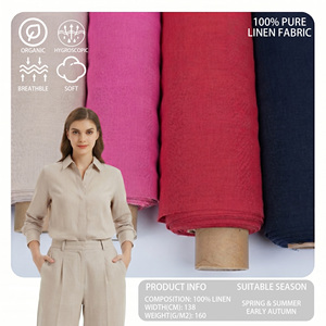 <span class=keywords><strong>Tissu</strong></span> en <span class=keywords><strong>lin</strong></span> 100% biologique 138cm 160gsm OEKO-TEX respirant, lavé à la pierre, <span class=keywords><strong>lin</strong></span> naturel pour vêtements, ameublement, pantalons, jupes - Product Image 1