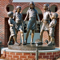Statues de enfants en bronze grandeur nature, faites à la main, pour parcs à thème extérieurs, jardins et paysages, sculpture d'art métallique représentant des filles jouant